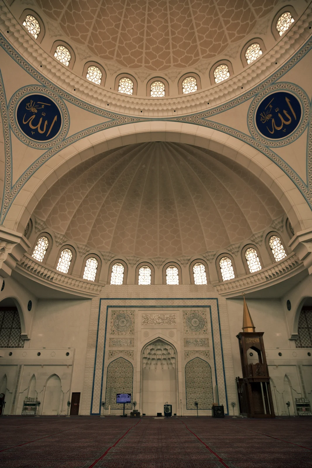 Federal Territory Mosque grand interior dome with Quranic calligraphy