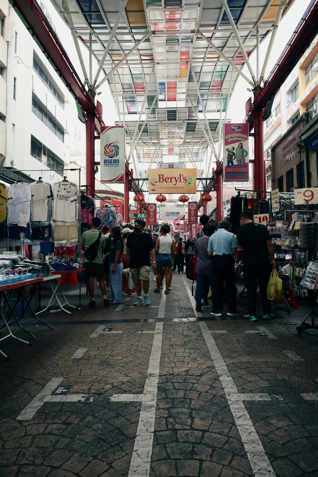Chinatown narrow heritage alleyway with overhead crisscrossing wires