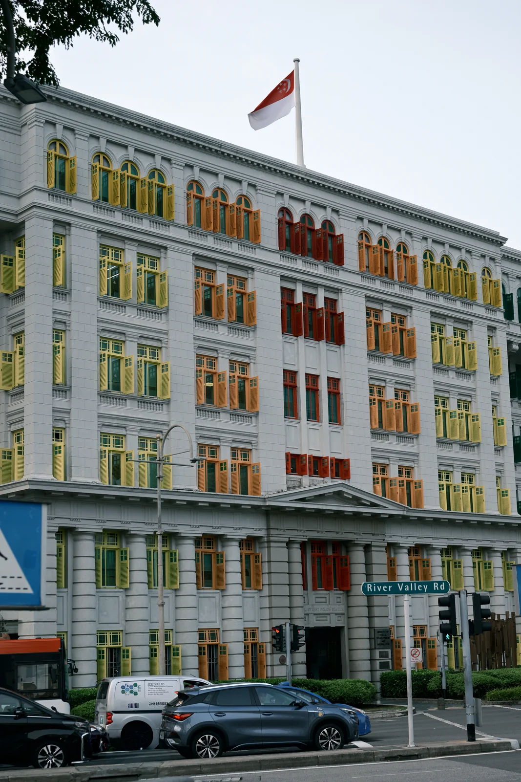 Old Hill Street Police Station colonial rainbow shuttered windows
