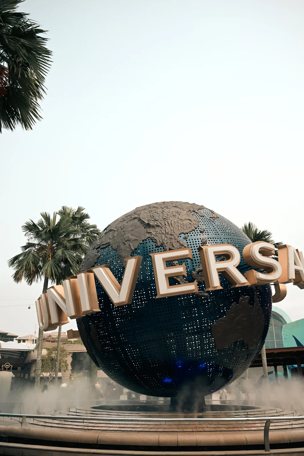 Universal Studios Singapore rotating globe monument at Sentosa