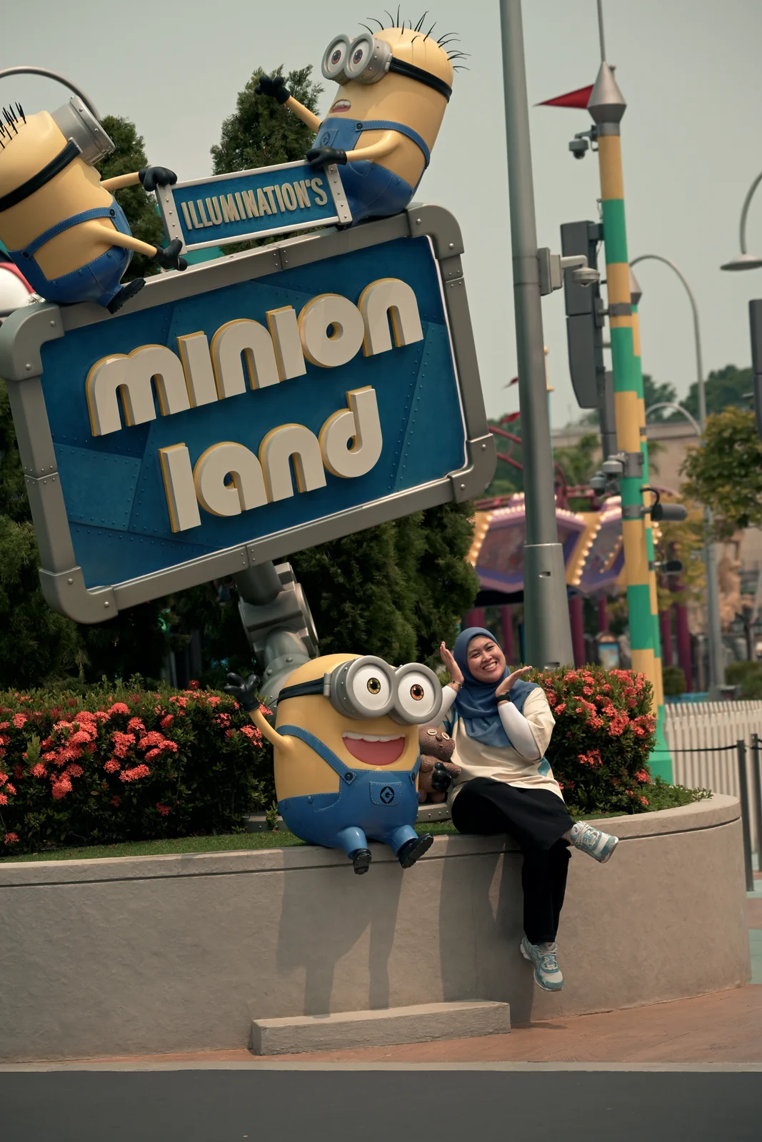 Minion Land colorful entrance and whimsical installations at Sentosa