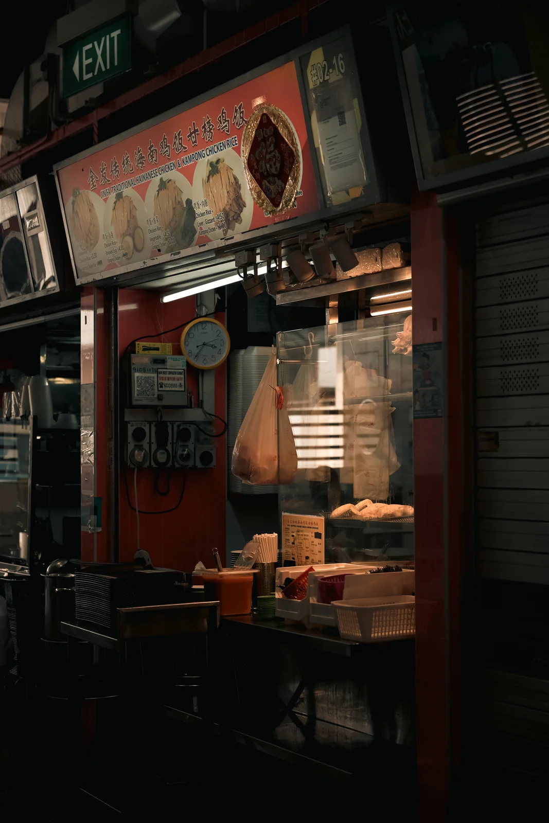 Traditional Chinatown food stall steaming warmly under night lanterns